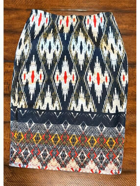 Chelsea & Theodore Women's Black Multi Color Geo Printed Skirt Size M